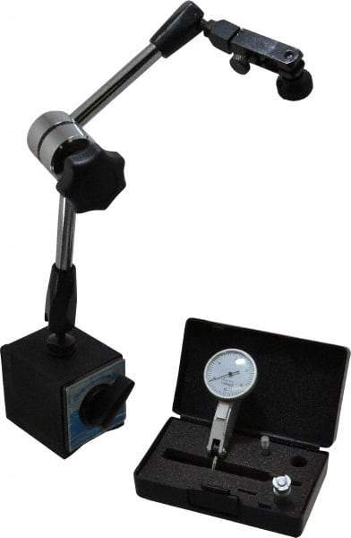 Value Collection - 0.0005" Graduation, 0-15-0 Dial Reading, Indicator & Base Kit - 2-1/2" Base Length x 2" Base Width x 2-1/8" Base Height - Makers Industrial Supply