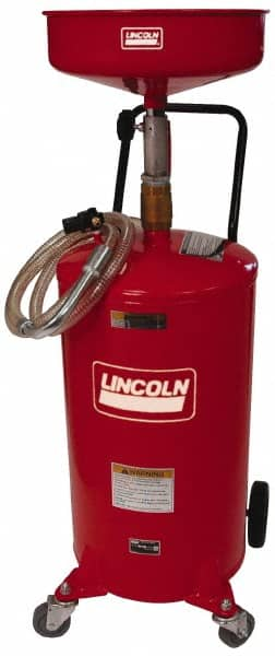 Lincoln - 18 Gal Pressurized Evacuation Drain Container with Casters - Red with 14" Bowl, 40" Long Hose - Makers Industrial Supply