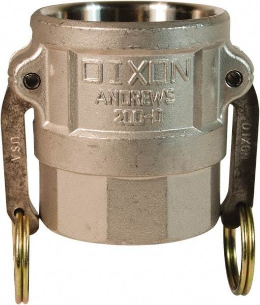 Dixon Valve & Coupling - 6" Stainless Steel Cam & Groove Suction & Discharge Hose Female Coupler Female NPT Thread - Part D, 6" Thread, 75 Max psi - Makers Industrial Supply