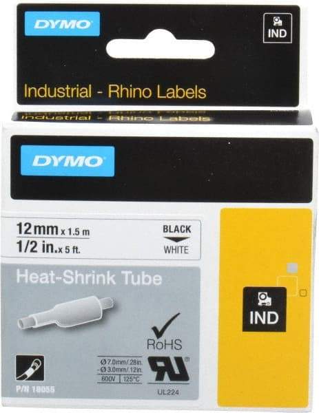 Dymo - 60" Long, White Heat Shrinkable Polyolefin Heat Shrink Tubing - For RhinoPRO 3000 - Makers Industrial Supply