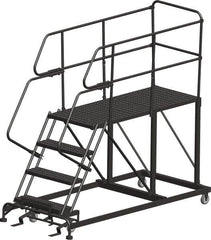 Ballymore - 78" 4 Step Single Entry Work Platform - Rolling Work Platform, 800 Lb Capacity, 40" Platform Height, 33" Base Width x 78" Base Depth, Heavy-Duty Serrated Grating - Makers Industrial Supply