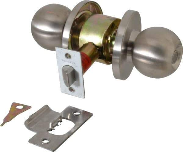 Master Lock - Up to 1-3/4" Door Thickness, Brushed Chrome Privacy Knob Lockset - 2-3/4" Back Set, Keyless Cylinder - Makers Industrial Supply