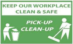 NMC - Keep Our Workplace Clean & Safe - Pick-Up - Clean-Up, 60 Inch Long x 36 Inch High, Safety Banner - Polyethylene, English, Printed on 1 Side - Makers Industrial Supply