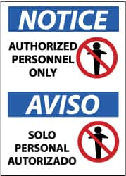 NMC - "Notice - Authorized Personnel Only", 14" Long x 10" Wide, Aluminum Safety Sign - Rectangle, 0.04" Thick, Use for Security & Admittance - Makers Industrial Supply