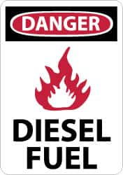 NMC - "Danger - Diesel Fuel", 14" Long x 10" Wide, Pressure-Sensitive Vinyl Safety Sign - Rectangle, 0.004" Thick, Use for Hazardous Materials - Makers Industrial Supply