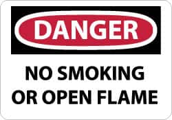 NMC - "Danger - No Smoking or Open Flame", 10" Long x 14" Wide, Aluminum Safety Sign - Rectangle, 0.04" Thick, Use for Accident Prevention - Makers Industrial Supply