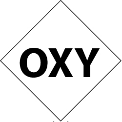 NMC - Hazardous Materials Label - Legend: Oxy, English, Black & White, 3-3/4" Long x 3-3/4" High, Sign Muscle Finish - Makers Industrial Supply