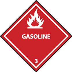 NMC - Gasoline DOT Shipping Label - 4" High x 4" Wide - Makers Industrial Supply