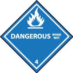 NMC - Dangerous When Wet DOT Shipping Label - 4" High x 4" Wide - Makers Industrial Supply