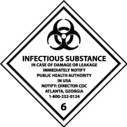 NMC - Infectious Substance - In Case of Damage or Leakage Immediately Notify Public Authority in U.S.A. - Notify: Director... DOT Shipping Label - 4" High x 4" Wide - Makers Industrial Supply