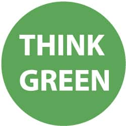 NMC - Think Green, Hard Hat Label - White on Green, 2" Thick, For Accident Prevention - Makers Industrial Supply