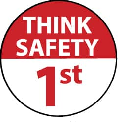 NMC - Think Safety 1st, Hard Hat Label - White on Red, 2" Thick, For Accident Prevention - Makers Industrial Supply