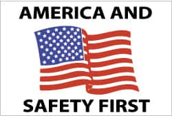 NMC - America and Safety First, Hard Hat Label - Blue & Black on White, Red, 2" Thick, For Accident Prevention - Makers Industrial Supply