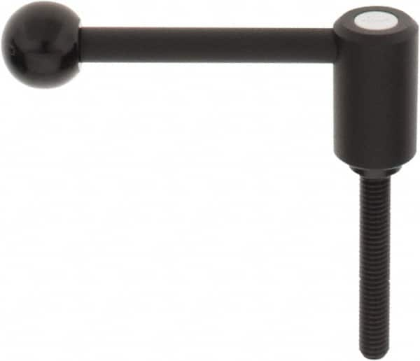 KIPP - 3/8-16, 0.94" Hub Diam, Steel Threaded Stud Adjustable Tension Lever with 0° Handle - 2.36" Stud Length, 3.62" OAL, 1.46" High - Makers Industrial Supply