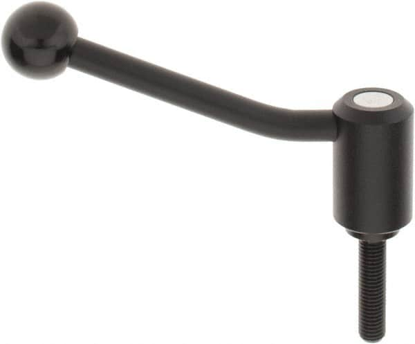 KIPP - M12 x 1.75, 1.3" Hub Diam, Steel Threaded Stud Adjustable Tension Lever with 20° Handle - 1.97" Stud Length, 5.06" OAL, 3.19" High - Makers Industrial Supply