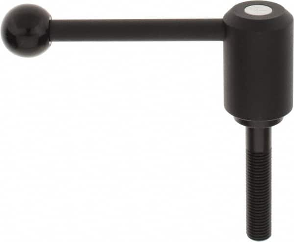 KIPP - M16 x 2.0, 1.61" Hub Diam, Steel Threaded Stud Adjustable Tension Lever with 0° Handle - 3.15" Stud Length, 5.3" OAL, 2.22" High - Makers Industrial Supply