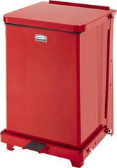 Rubbermaid - 7 Gal Square Unlabeled Trash Can - 17" High x 12" Long x 12" Wide, Red, Stainless Steel - Makers Industrial Supply