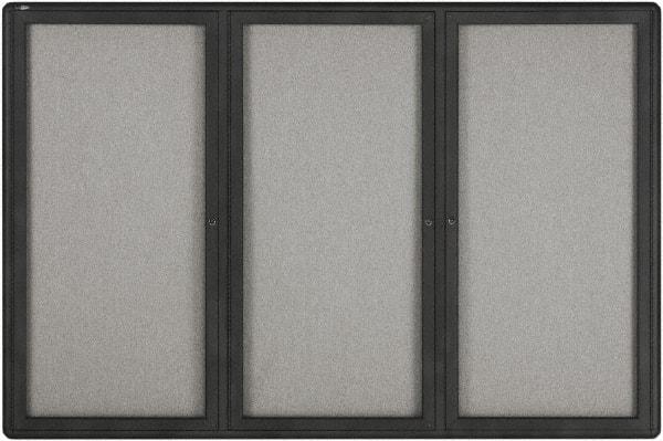 Quartet - 72" Wide x 48" High Enclosed Cork Bulletin Board - Gray - Makers Industrial Supply