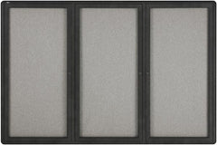 Quartet - 72" Wide x 48" High Enclosed Cork Bulletin Board - Gray - Makers Industrial Supply