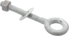 Value Collection - 1/4-20, Zinc-Plated Finish, Forged Steel Forged Eye Bolt - 1-3/4" Thread Length, 1/2" ID x 1" OD, 3" Shank Length - Makers Industrial Supply