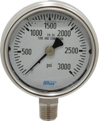 Wika - 2-1/2" Dial, 1/4 Thread, 0-3,000 Scale Range, Pressure Gauge - Lower Connection Mount, Accurate to 2-1-2% of Scale - Makers Industrial Supply