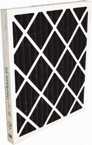 Made in USA - 12" Noml Height x 20" Noml Width x 2" Noml Depth, 30 to 35% Capture Efficiency, Wire-Backed Pleated Air Filter - MERV 8, Synthetic with Activated Carbon, Integrated Beverage Board Frame, 500 Max FPM, 830 CFM, For Any Unit - Makers Industrial Supply