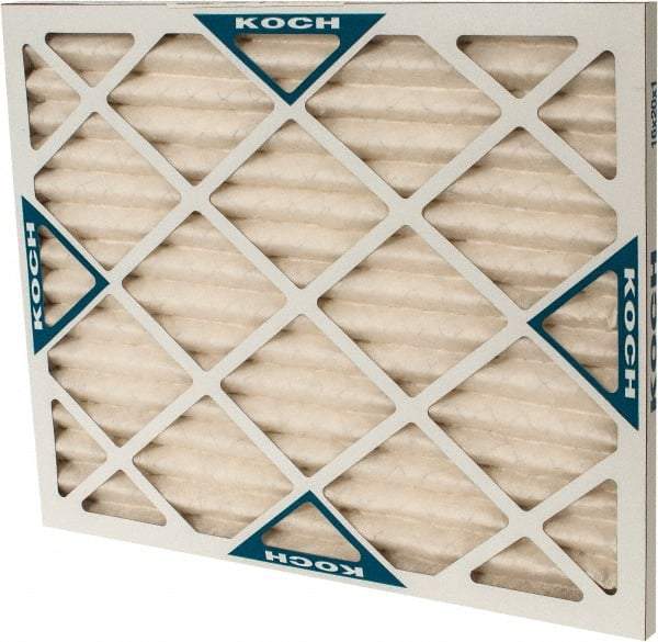 Made in USA - 16" Noml Height x 20" Noml Width x 1" Noml Depth, 30 to 35% Capture Efficiency, Wire-Backed Pleated Air Filter - MERV 8, Synthetic with Antimicrobial Protection, Integrated Beverage Board Frame, 300 Max FPM, 670 CFM, For Any Unit - Makers Industrial Supply