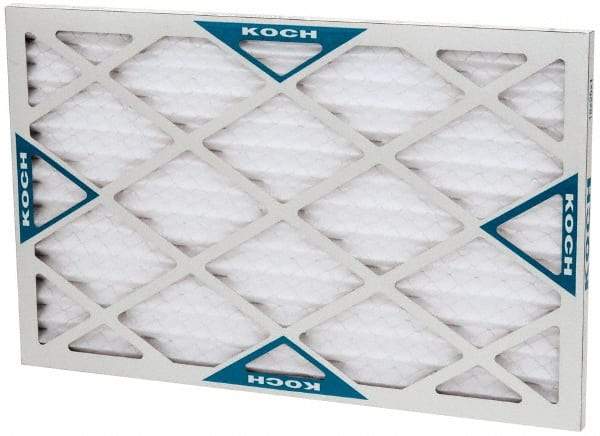 Made in USA - 16" Noml Height x 25" Noml Width x 1" Noml Depth, 30 to 35% Capture Efficiency, Wire-Backed Pleated Air Filter - MERV 8, Synthetic with Antimicrobial Protection, Integrated Beverage Board Frame, 300 Max FPM, 840 CFM, For Any Unit - Makers Industrial Supply