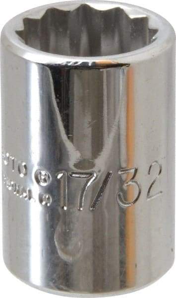 Proto - 17/32", 3/8" Drive, Standard Hand Socket - 12 Points, 1-1/8" OAL, Alloy Steel, Chrome Finish - Makers Industrial Supply