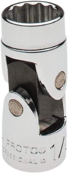 Proto - 1/2", 3/8" Drive, Hand Socket - 12 Points, 2" OAL, Chrome Finish - Makers Industrial Supply