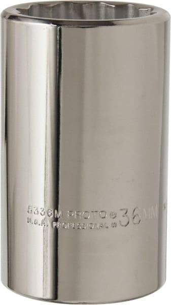 Proto - 1/2" Drive, Deep Hand Socket - 12 Points, 3-1/4" OAL, Alloy Steel, Chrome Finish - Makers Industrial Supply