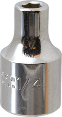 Proto - 1/4", 1/2" Drive, Standard Hand Socket - 6 Points, 1-31/64" OAL, Alloy Steel, Chrome Finish - Makers Industrial Supply