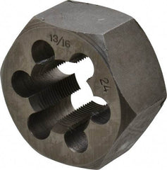 Interstate - 13/16-24 Thread, 1-7/16" Hex, Right Hand Thread, Hex Rethreading Die - Carbon Steel, 3/4" Thick - Exact Industrial Supply