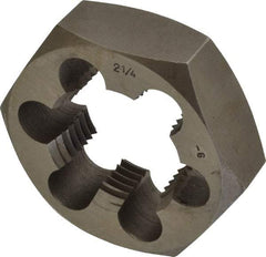 Interstate - 2-1/4 - 6 UNS Thread, 3-1/2" Hex, Right Hand Thread, Hex Rethreading Die - Carbon Steel, 1-1/4" Thick - Exact Industrial Supply