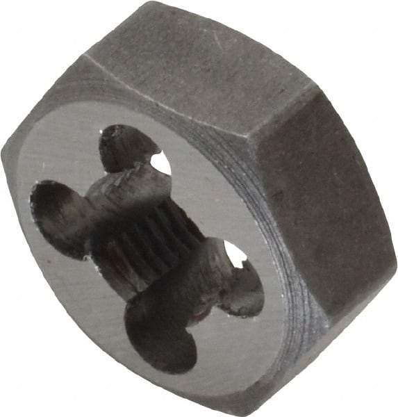 Interstate - 5/16-32 UNEF Thread, 11/16" Hex, Right Hand Thread, Hex Rethreading Die - Carbon Steel, 5/16" Thick - Exact Industrial Supply