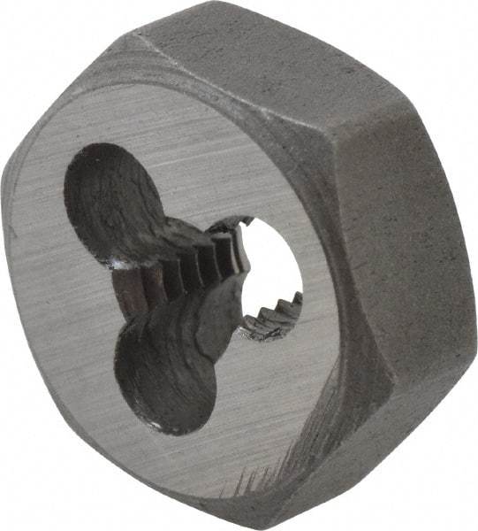 Interstate - M5x0.90 Metric Special Thread, 19/32" Hex, Right Hand Thread, Hex Rethreading Die - Carbon Steel, 1/4" Thick - Exact Industrial Supply