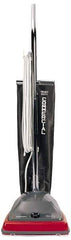 Sanitaire - Single Motor Lightweight Upright Vacuum Cleaner - 12" Cleaning Width, 5" Amps, Comfort Hand Grip, Gray with Black Bag - Makers Industrial Supply