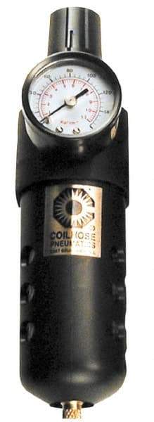 Coilhose Pneumatics - 1/4" NPT Port Compact 1 Piece Filter/Regulator FRL Unit - Polycarbonate Bowl, 48 SCFM, 150 Max psi, 8" High, Automatic Drain - Makers Industrial Supply