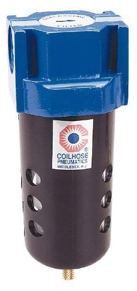 Coilhose Pneumatics - 3/8" Port Coalescing Filter - Aluminum Bowl, 0.3 Micron Rating, 7-1/2" High - Makers Industrial Supply