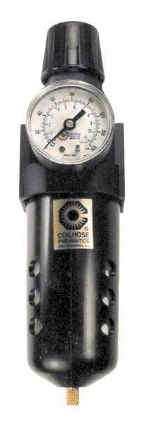 Coilhose Pneumatics - 1/2" NPT Port Standard 1 Piece Filter/Regulator FRL Unit - Polycarbonate Bowl, 127 SCFM, 150 Max psi, 10.5" High, Manual Drain - Makers Industrial Supply