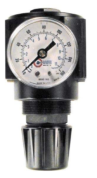 Coilhose Pneumatics - 3/8 NPT Port, 120 CFM, Cast Aluminum Standard Regulator - 0 to 60 psi Range, 250 Max psi Supply Pressure, 1/4" Gauge Port Thread, 2-3/4" Wide x 5-1/2" High - Makers Industrial Supply