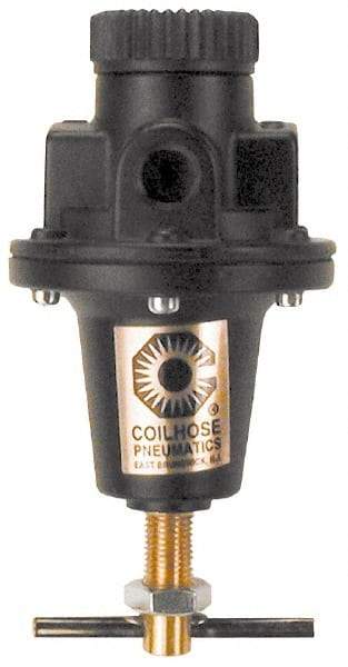 Coilhose Pneumatics - 3/4 NPT Port, 160 CFM, Cast Aluminum Heavy-Duty T-Handle Regulator - 0 to 60 psi Range, 250 Max psi Supply Pressure, 1/4" Gauge Port Thread, 5" Wide x 8-1/2" High - Makers Industrial Supply