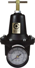 Coilhose Pneumatics - 1/4 NPT Port, 40 CFM, Cast Aluminum Heavy-Duty T-Handle Regulator - 0 to 125 psi Range, 250 Max psi Supply Pressure, 1/4" Gauge Port Thread, 3" Wide x 5-1/2" High - Makers Industrial Supply