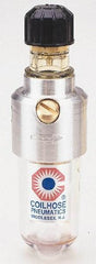 Coilhose Pneumatics - 1/8 NPT Port, 250 Max psi, Miniature Lubricator - Metal Bowl, Cast Aluminum Body, 11 CFM, 250°F Max, 1-1/2" Wide x 5" High - Makers Industrial Supply