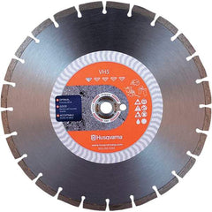 Husqvarna - 14" Diam, 25/32 & 1" Arbor Hole Diam, Continuous Edge Tooth Wet & Dry Cut Saw Blade - Diamond-Tipped, General Purpose Action, Standard Round Arbor - Makers Industrial Supply