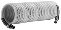 Coilhose Pneumatics - 3/8" ID, 3/8 Thread, 12' Long, Yellow Nylon Coiled & Self Storing Hose - Makers Industrial Supply