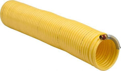 Coilhose Pneumatics - 1/4" ID, 1/4 Thread, 50' Long, Yellow Nylon Coiled & Self Storing Hose - 185 Max psi, Male Swivel x Male Swivel - Makers Industrial Supply