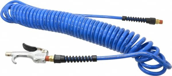 Coilhose Pneumatics - 1/4" ID Thumb Lever Air Gun Assembly - 25' Long Polyurethane Hose - Makers Industrial Supply