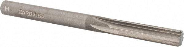 Hertel - Letter H Solid Carbide 6 Flute Chucking Reamer - Straight Flute, Straight Shank, 1-1/8" Flute Length, 3-1/4" OAL - Makers Industrial Supply