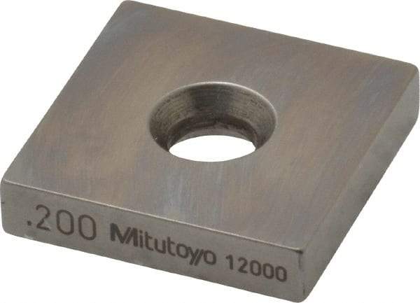 Mitutoyo - 0.2" Square Steel Gage Block - Accuracy Grade 0, Includes Certificate of Inspection - Makers Industrial Supply